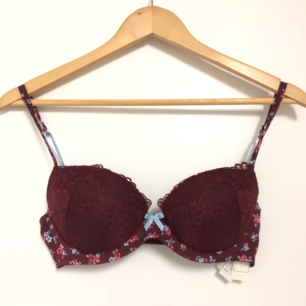 GillyHicks Maroon Bra Lace with Floral Band